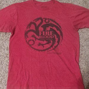 Men's Red Game of Thrones Targaryen Dragon T-Shirt Size Medium
